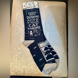 Primitives by Kathy Navy Cat Quote Socks - You’re Not Drinking Alone…